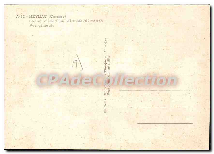 CPSM Meymac Station Climatique Vue Generale — Verso