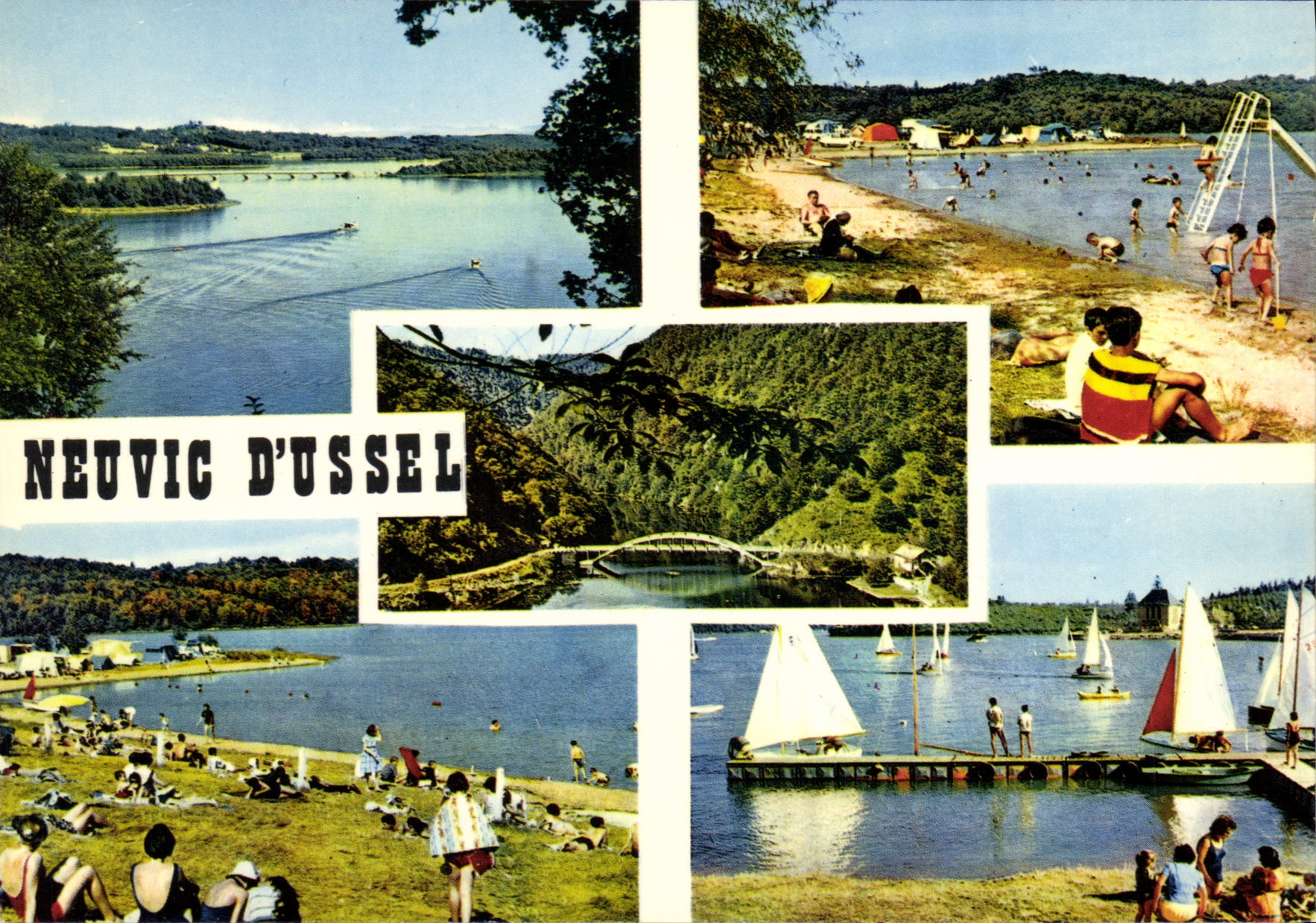 Neuvic d'Ussel — Lac, plage et pont — Éditions Panazol