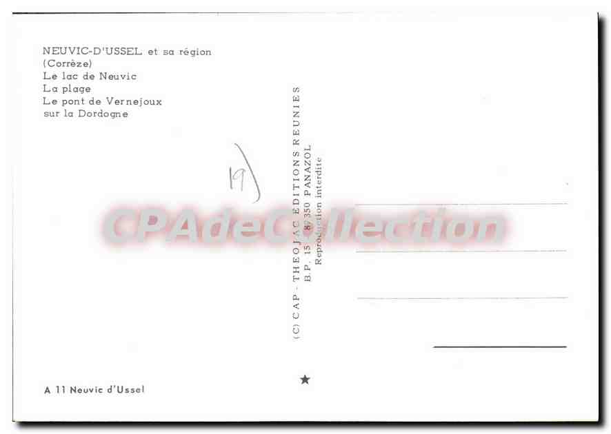Neuvic d'Ussel — Lac, plage et pont — Éditions Panazol — Back