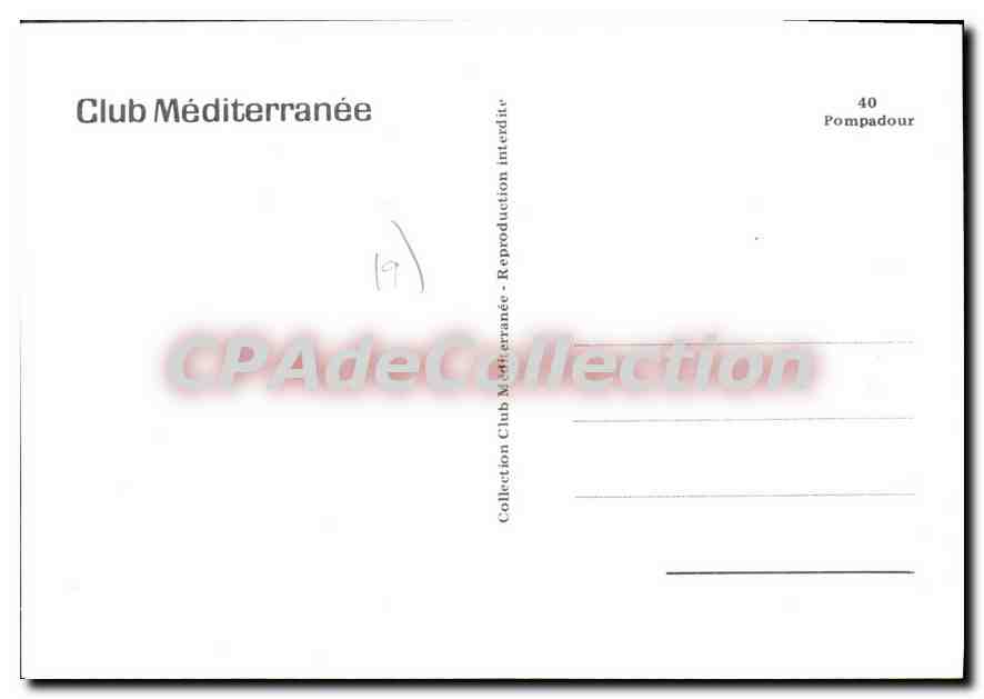 CPSM Club Mediterranee Pompadour — Verso