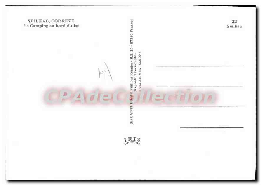 CPSM Seilhac Correze Le Camping Au Bord Du Lac — Verso