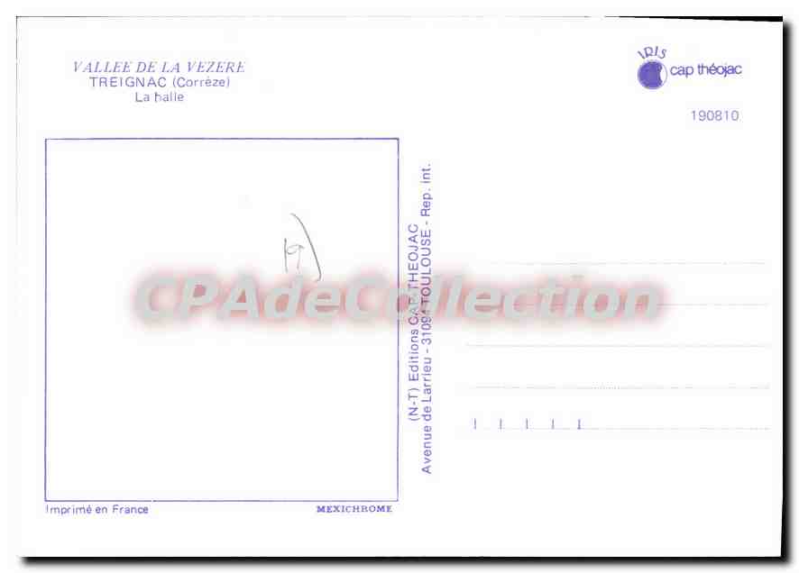 CPSM Treignac La halle Vallee De La Vezere — Rückseite