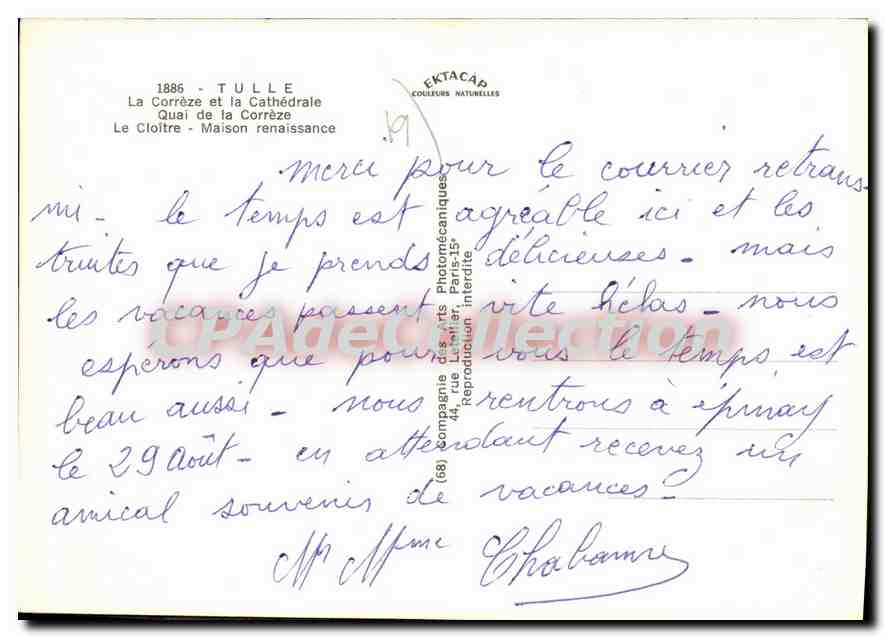 Tulle — vue de la Corrèze, cathédrale et cloître — éditeur Sektacâo — Back