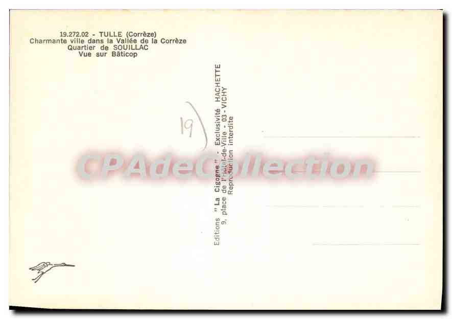 La Cigogne — Vue sur Baticop — Éditions 'La Cigogne', Tulle (Corrèze) — Verso