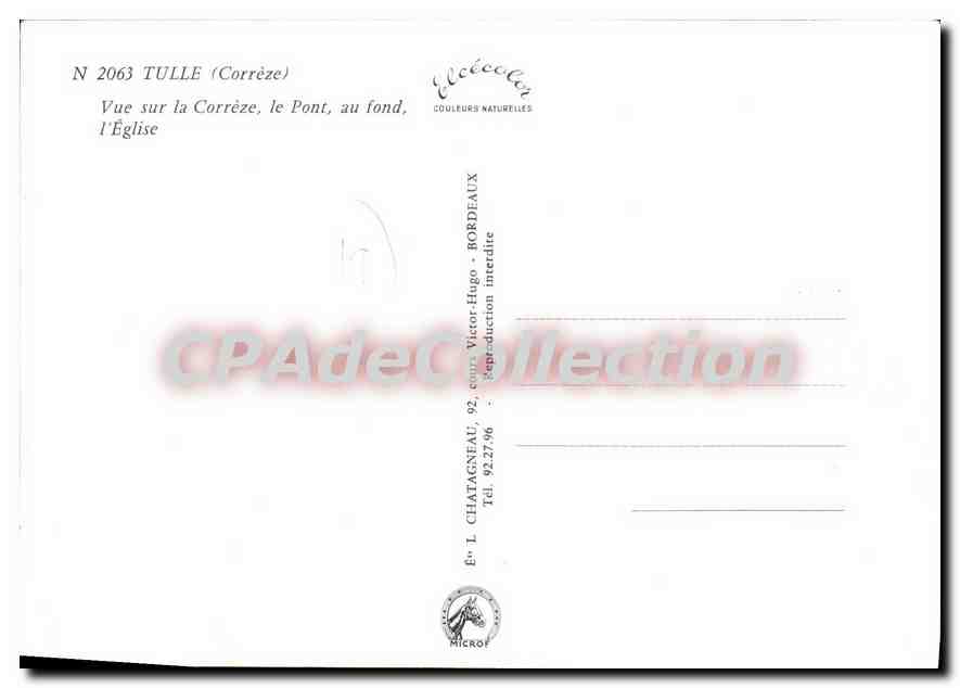 Tulle (Corrèze) — vue sur la Corrèze, le pont, l'église — Élécé — Verso