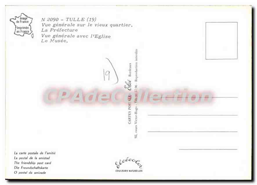 Tulle — vue générale — Éditeur Elée, n° 2090 — Verso