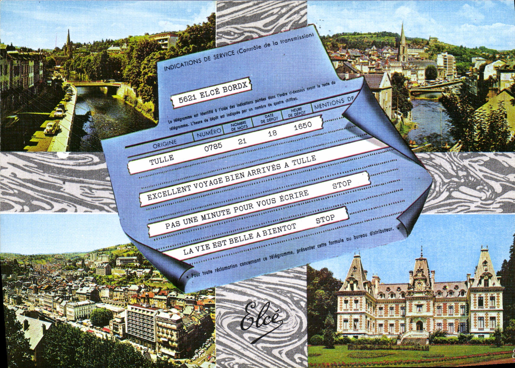 Tulle — vue générale, pont sur la Corrèze, église, préfecture — Élécé, N° 2080