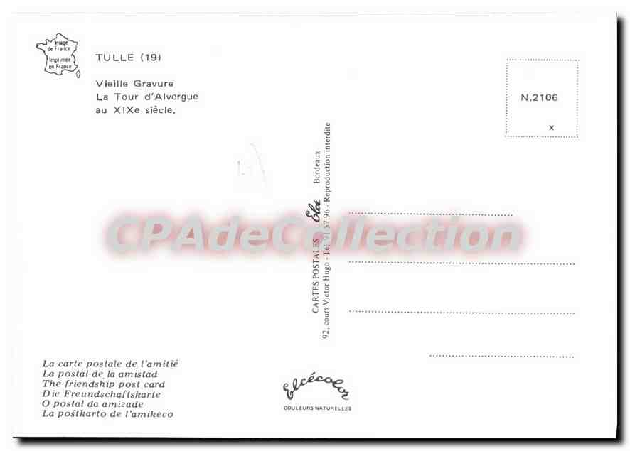 Culle, la Tour d'Alvergue au 19e siècle — CPAdeCollection, N.2106 — Back