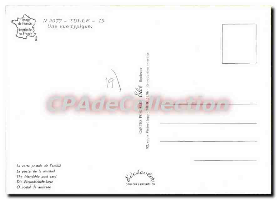 Tulle — Vue typique — Éditeur Elcée, n° 2077 — Rückseite