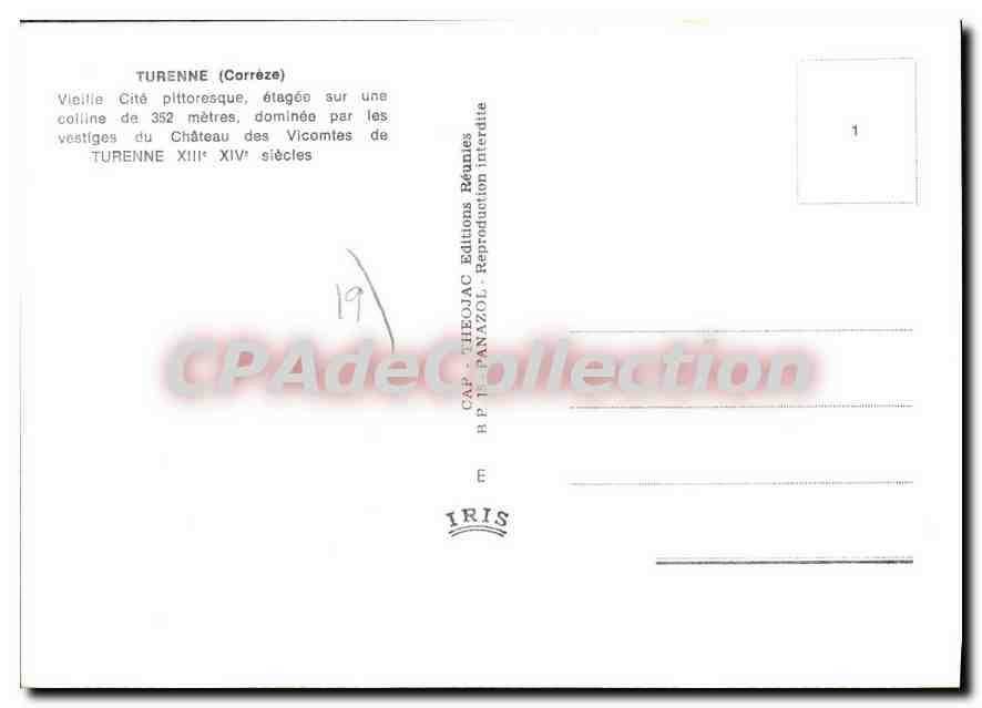 CPSM Turenne Vieille Cite Pittoresque Etagee Sur Une colline — Verso