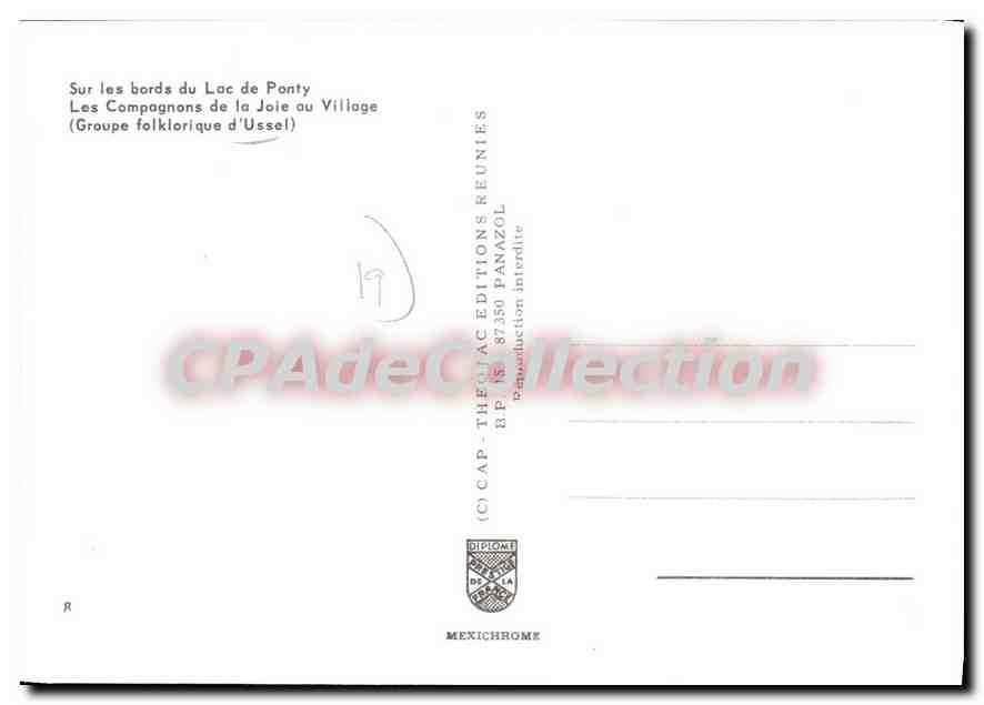 CPSM Ussel Les Compagnons De La Joie Au Village lac de Ponty — Rückseite