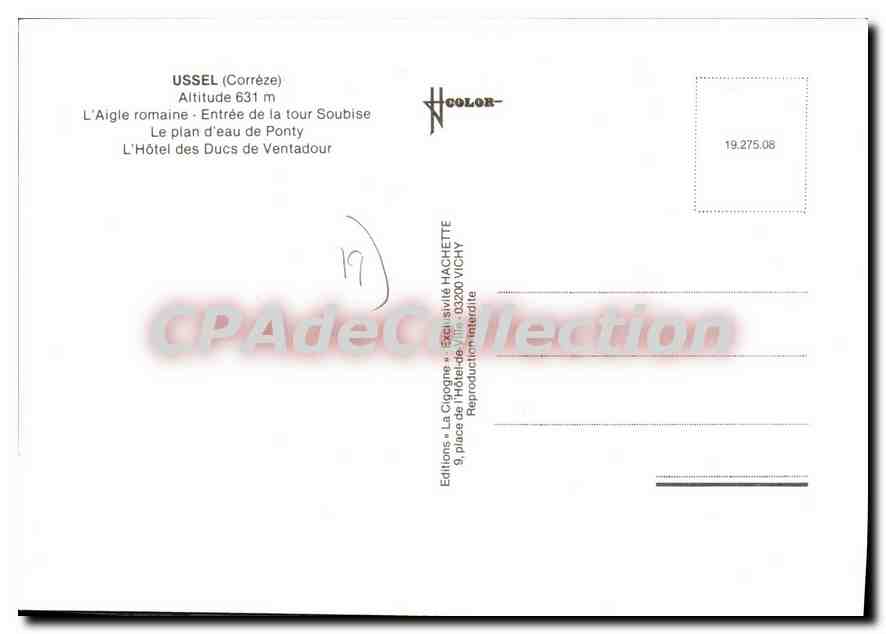 Ussel (Corrèze) — vue panoramique — Éditions Hachette — Verso