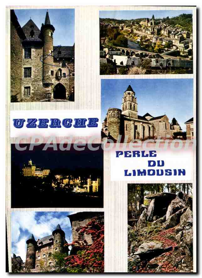 CPSM Uzerche Perle Du Limousin Vue Generale porte Becharie église château Pontier dolmen d'Espartign
