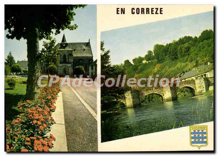 CPSM Vigeois L'Eglise Vieux Pont Du Moyen Age Sur La Vezere