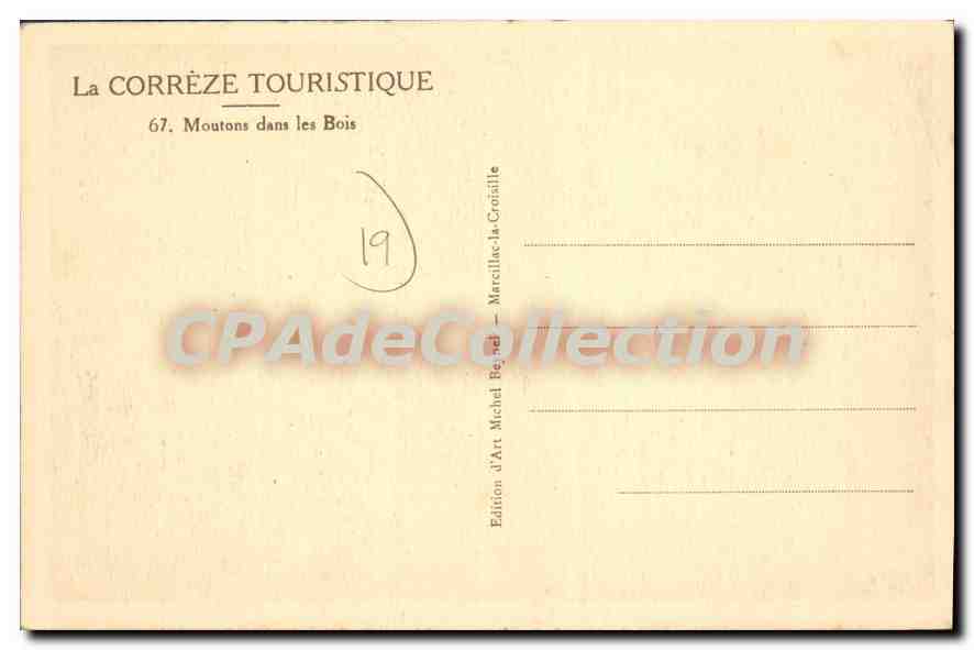 Moutons dans les Bois — La Corrèze Touristique — Édition d'Art Michel Beandel — Verso
