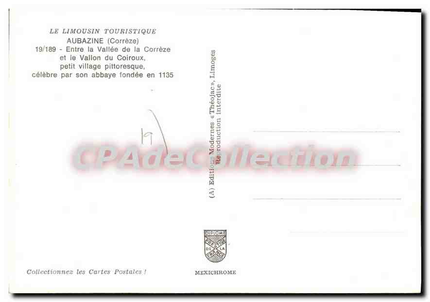 CPSM Aubazine Entre La Vallee De la Correze — Verso