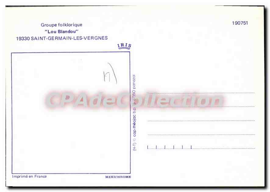 CPSM Lou Blandou Saint Germain Les Vergnes — Verso