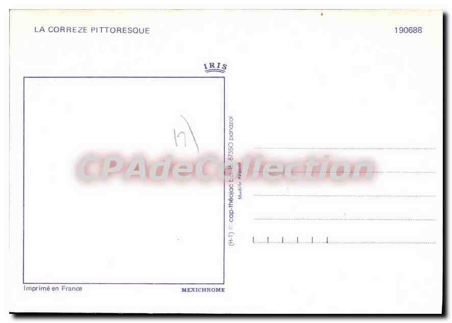 Corrèze pittoresque — Châteaux de Vassinhac, Pompadour et Seilhac — éditeur IRIS, n° 190688 — Verso