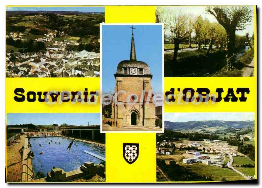 CPSM Objat Vue Generale Le Parc L'Eglise Piscine Vue D'Ensemble