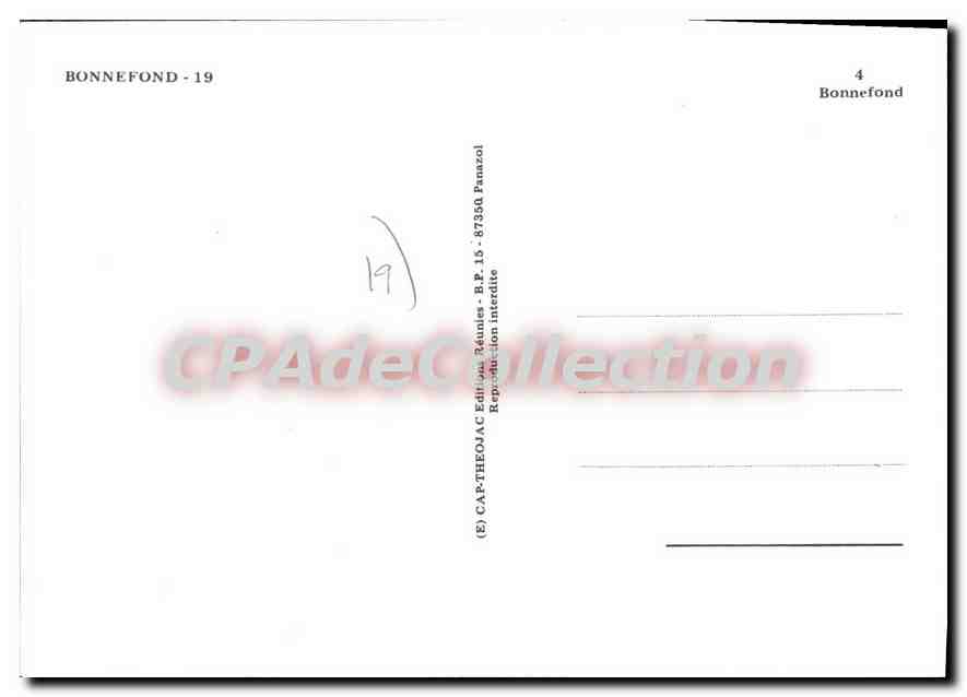 CPSM Bonnefond — Rückseite
