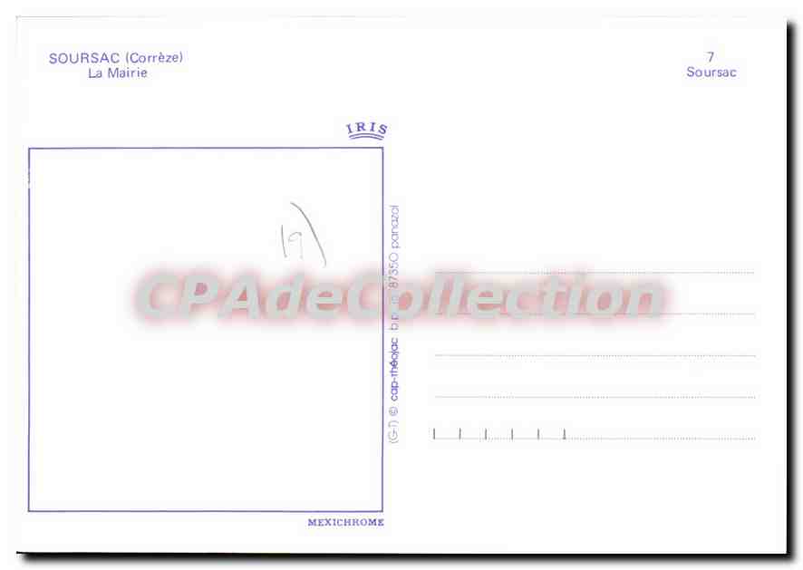 CPSM Soursac La Mairie — Verso