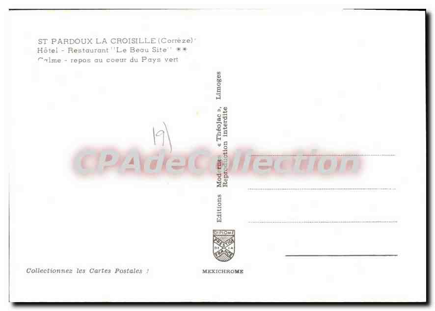 CPSM St Pardoux La Croisille Hotel Restaurant Le Beau Site — Verso