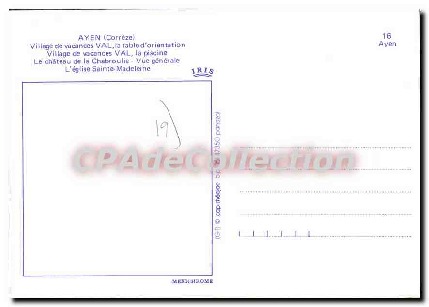 CPSM Ayen Village De Vacances Val La Table D'Orientation — Verso