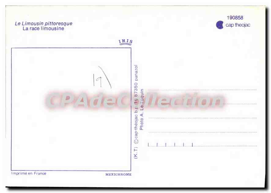 Le Limousin pittoresque — La race limousine — IRIS, cap theojac, n° 190858 — Back
