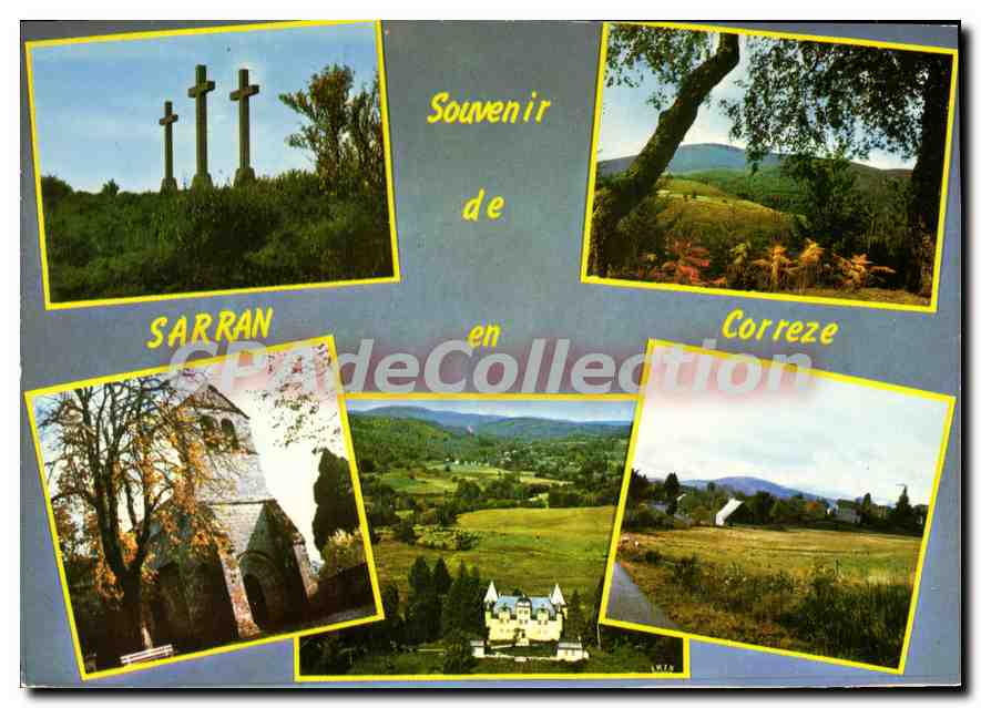 CPSM Sarran Le Calvaire Automne En Correze L'Eglise Le Chateau De Bity