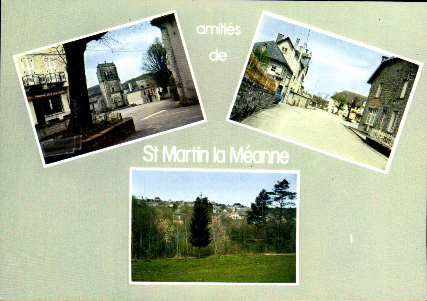 CPSM Saint Martin La Meanne L'Eglise La Grande Rue Vue Generale