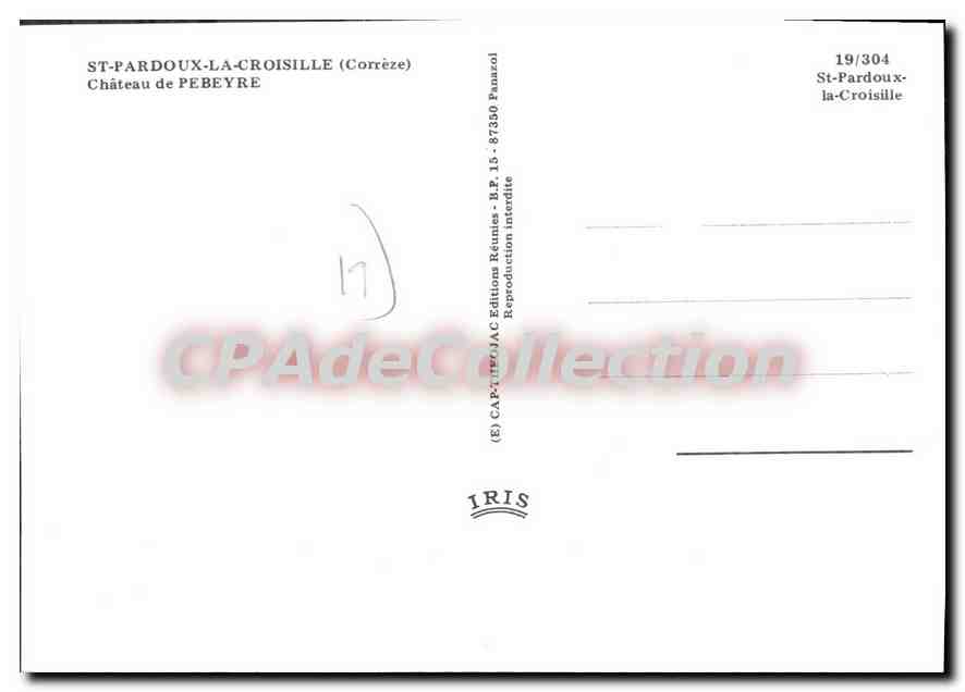 CPSM St Pardoux La Croisille Chateau De Pebeyre — Verso