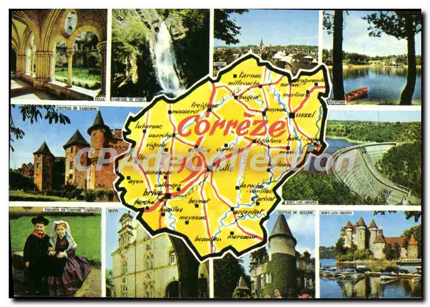 CPSM La Correze carte touristique