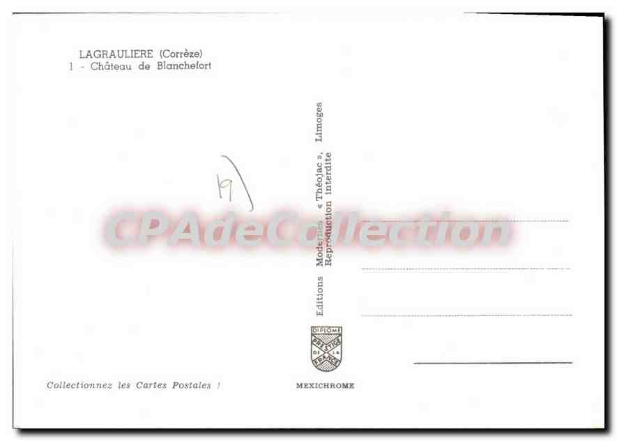 CPSM Lagrauliere Chateau De Blanchefort — Verso