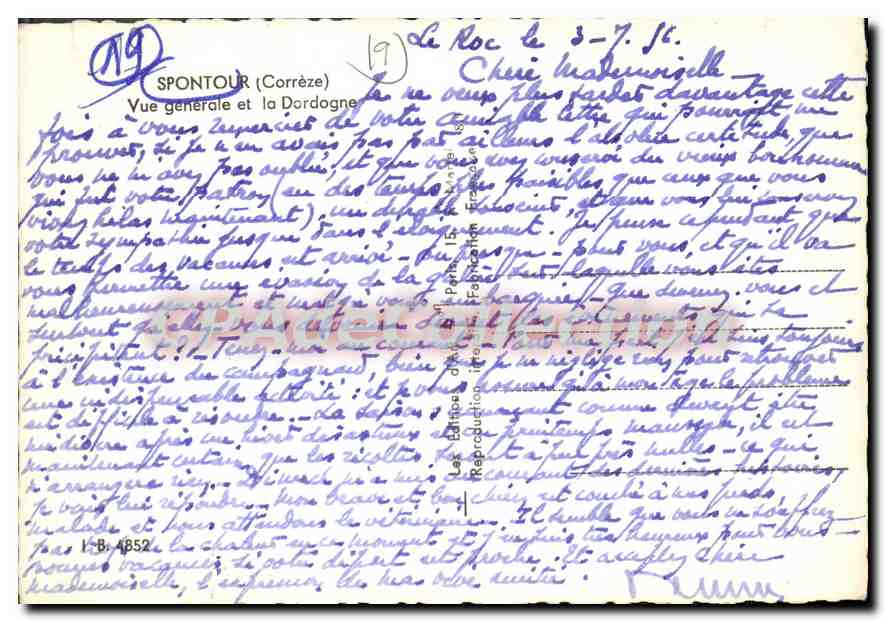 CPSM Spontour Vue Generale Et La Dordogne — Verso