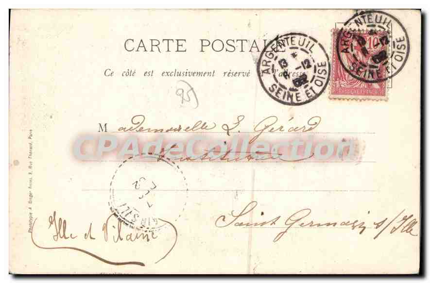 CPA Argenteuil Les Douves Du Chateau De Marais — Verso