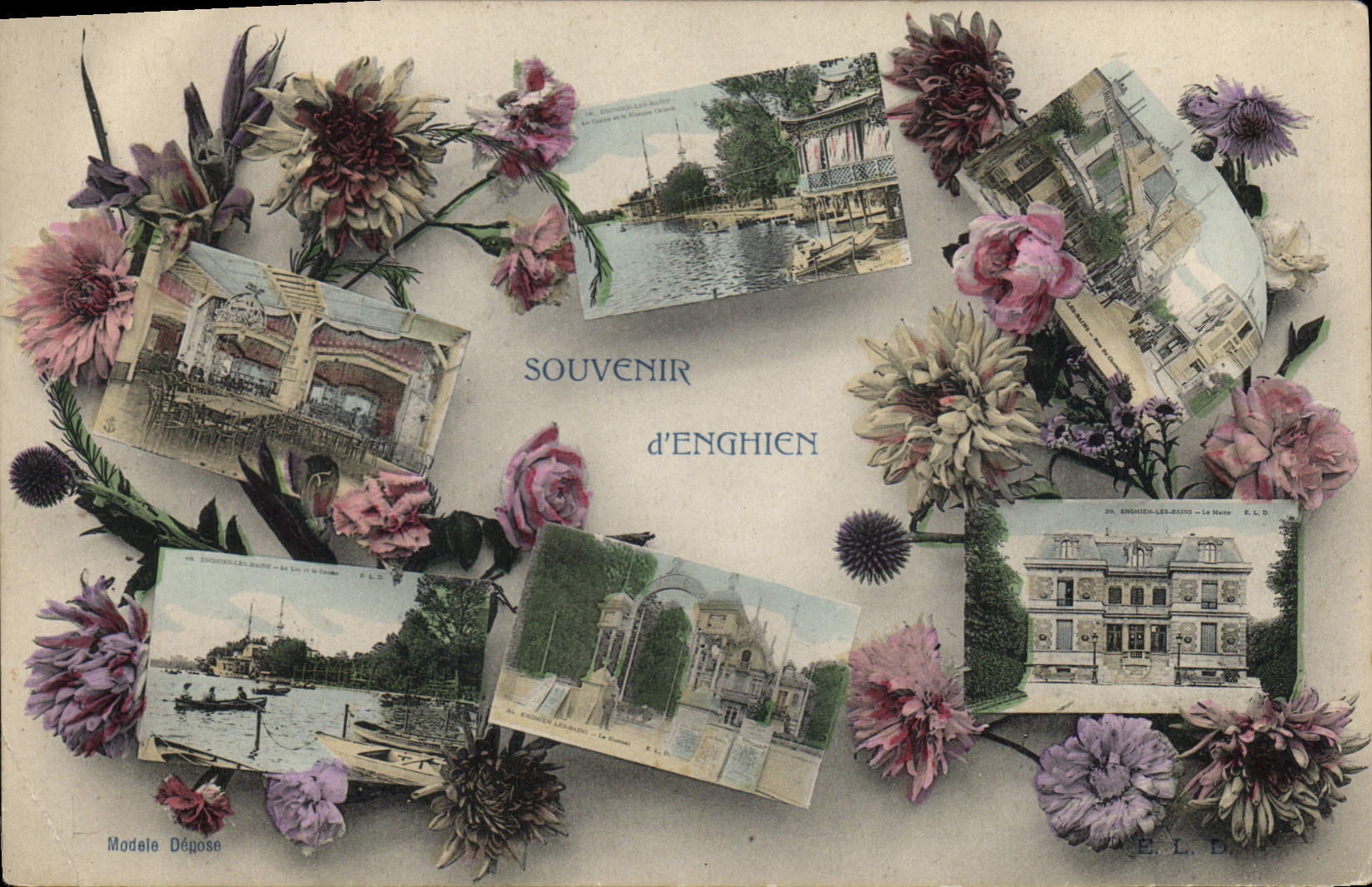 Souvenir d'Enghien — collage de scènes locales — E.L.D. (éditeur)
