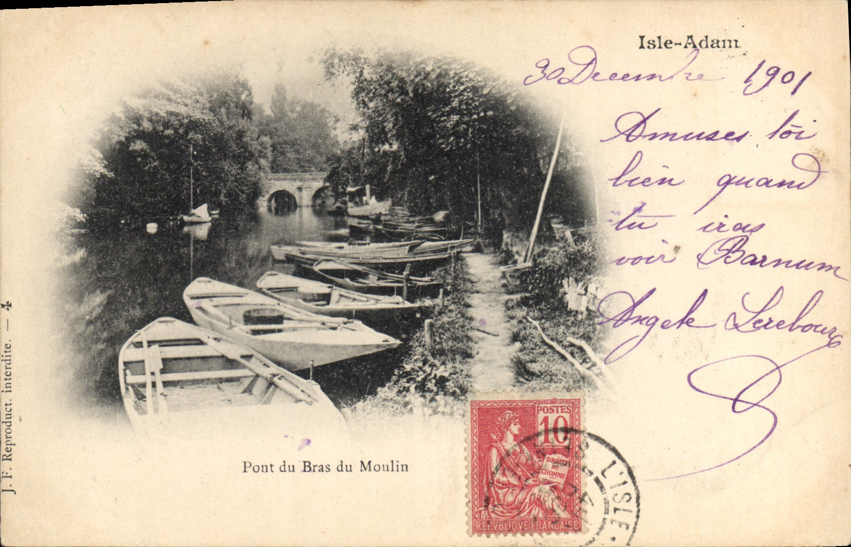 CPA L'Isle Adam Pont Du Bras Du Moulin