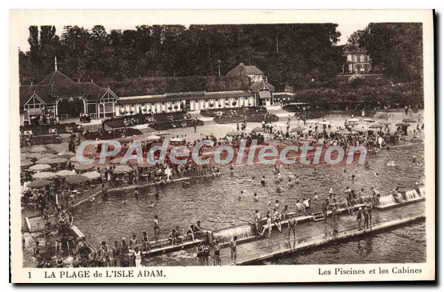 CPA L'Isle Adam Les Piscines Et Les Cabines