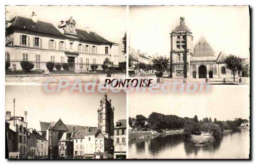 CPA Pontoise L'Hotel De Ville I'Eglise Notre Dame place du grand Martroy