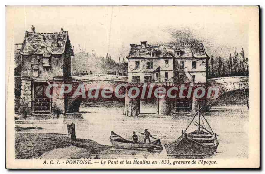 CPA Pontoise Le Pont Et Les Moulins En 1833