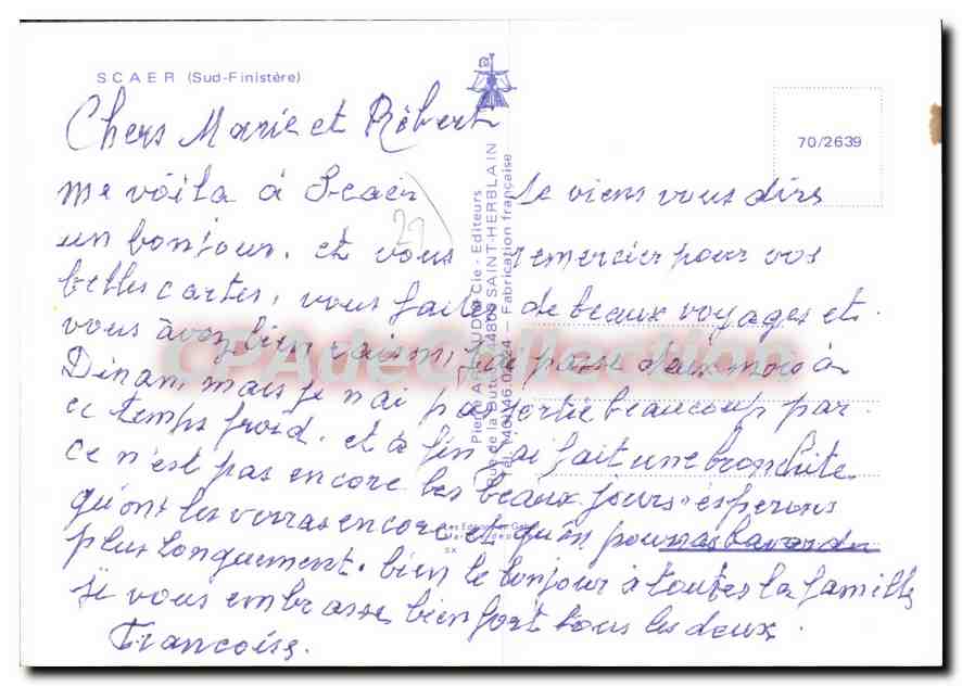 CPSM Scaer Sud Finistere — Rückseite