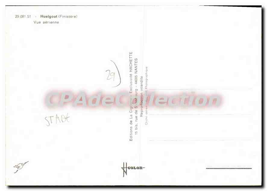 CPSM Huelgoat Vue Aerienne — Verso