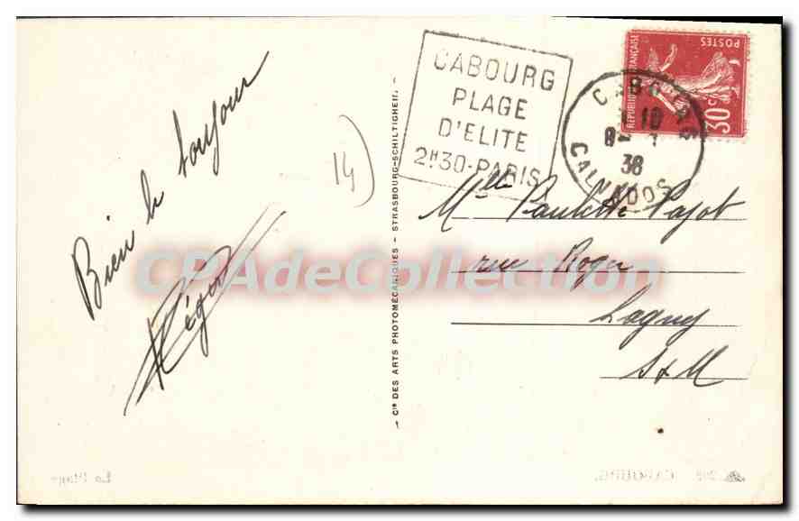 Cabourg — Die Strandpromenade — CH DES ARTS PHOTONÉCHIQUES - STRASBOURG-SCHILTIGHEIM, n°203 — Rückseite