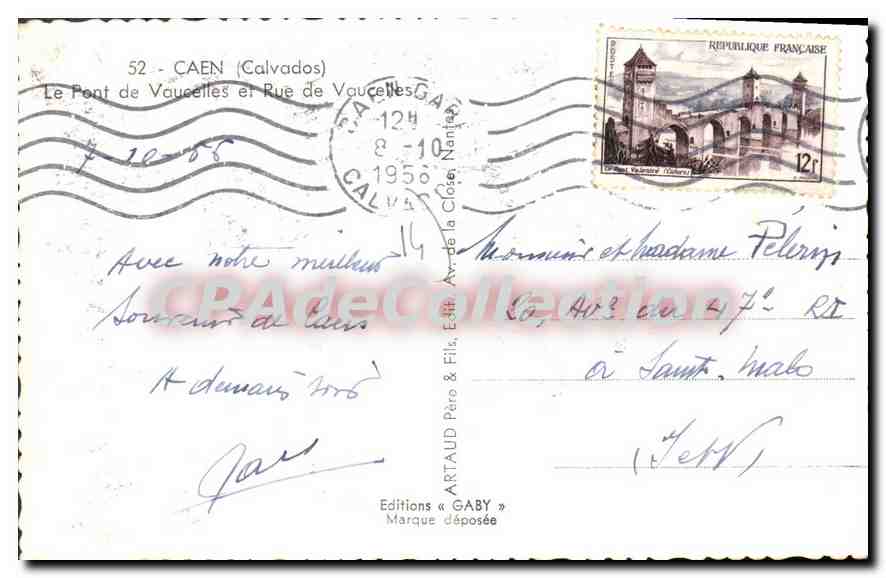 CPA Caen Le Pont De Vaucelles Et Rue de Vaucelles — Verso