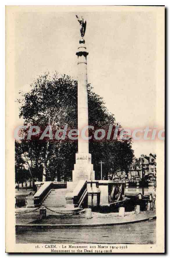 Caen — Der Kriegsdenkmal 1914-1918 — Antike Ansichtskarte aus Sammlung