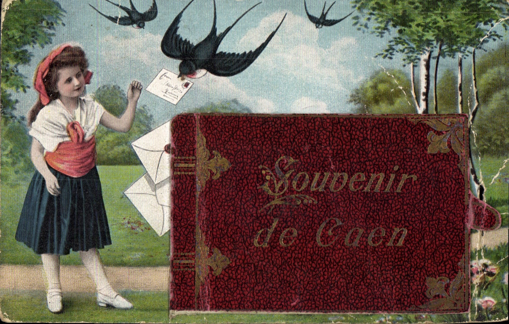 CPA Caen souvenir système 2 vuesplace st Pierre et rue st Jean