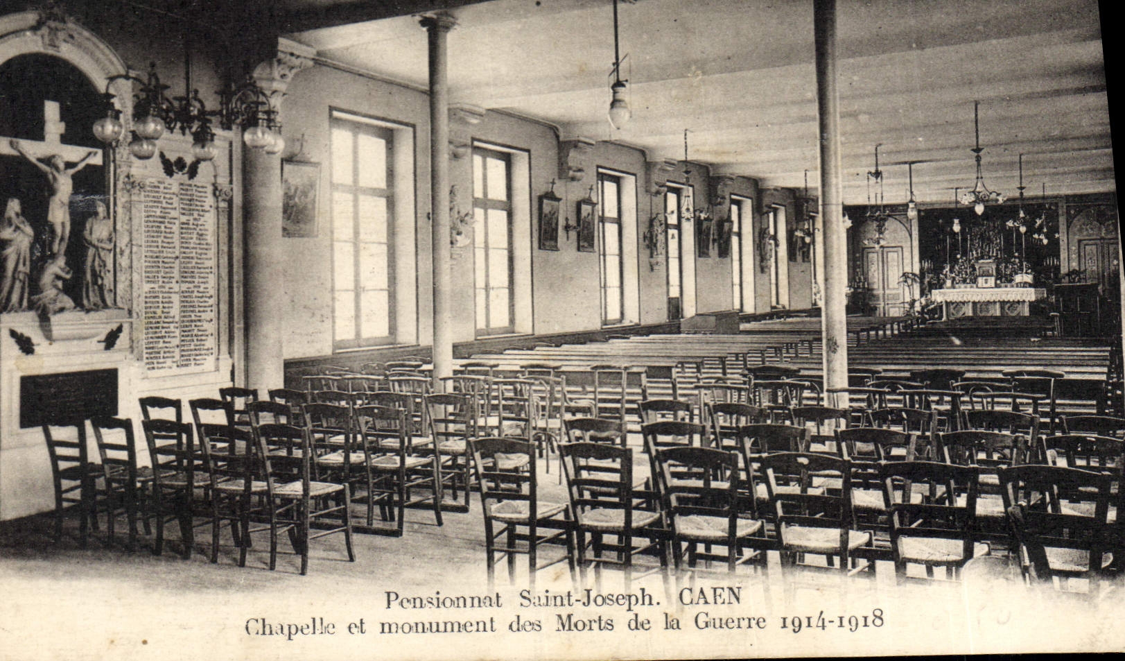CPA Caen Pensionnat Saint Joseph Chapelle Et Monument Des Morts