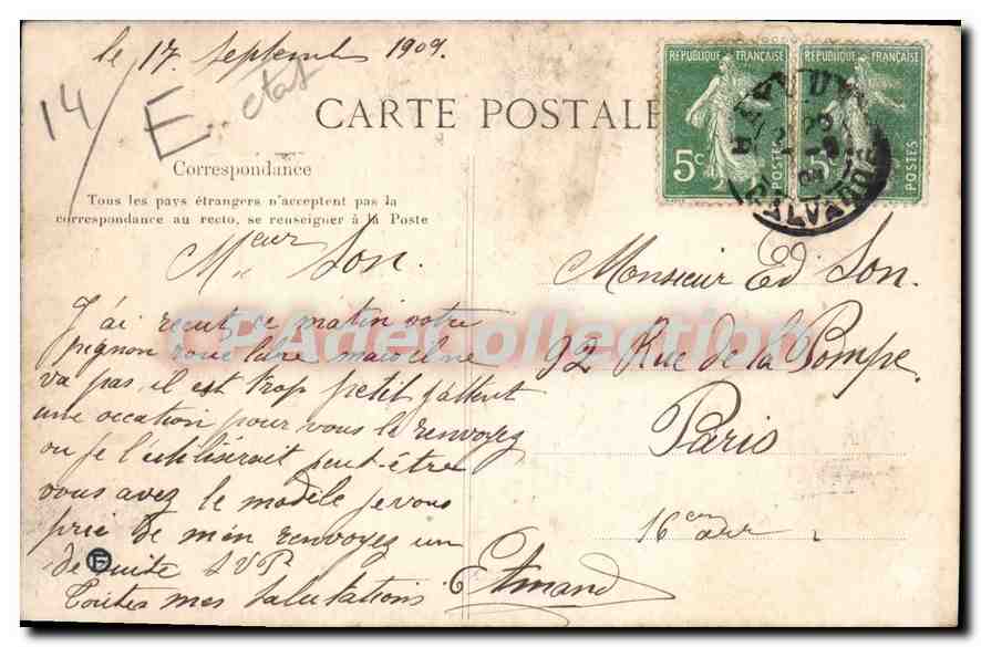 Types et Costumes — Au Village Normand — La C.P.A. — Verso