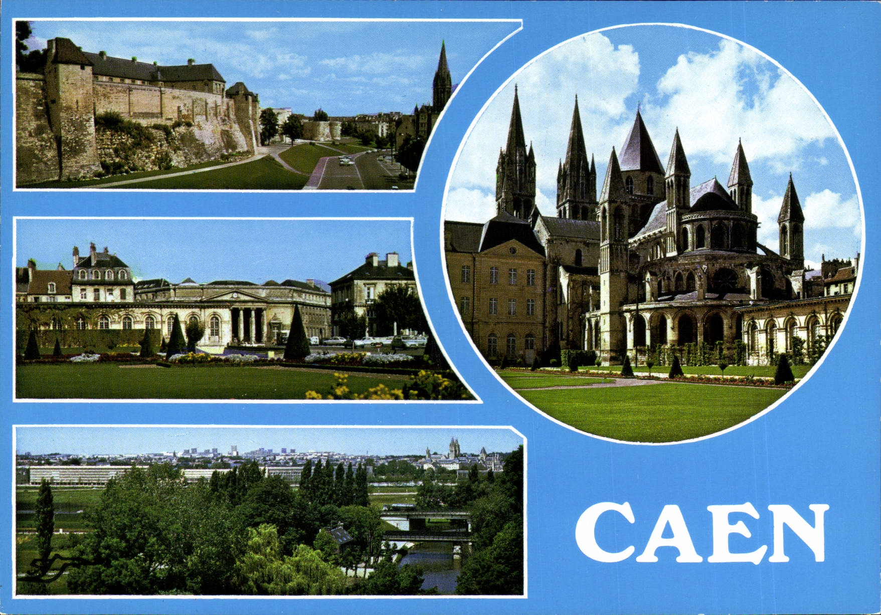 Caen — vue panoramique avec cathédrale, château et abbaye — S.A.D. CAEN