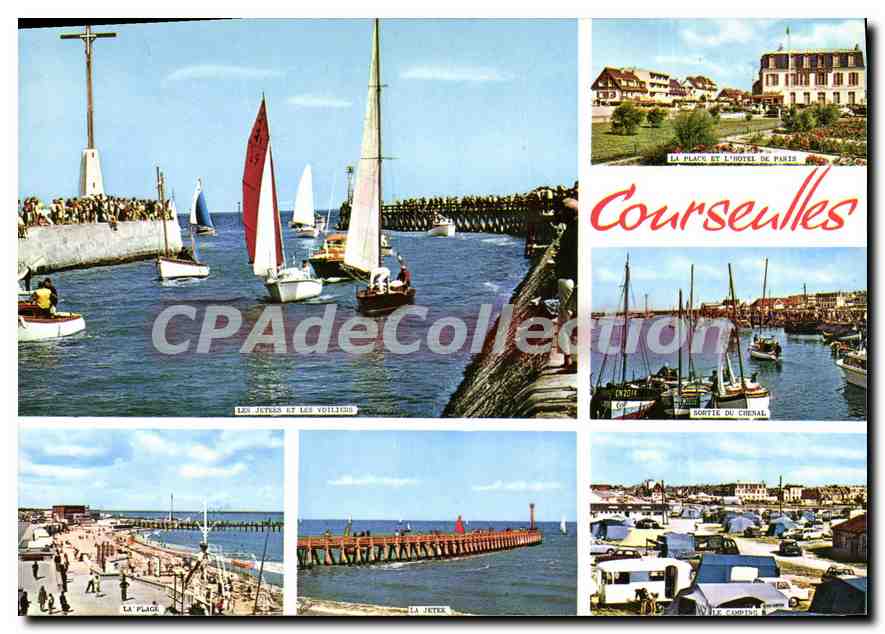 Courseulles-sur-Mer — vue du port, du phare et de l'hôtel de Paris — Éditions Cap Théojac